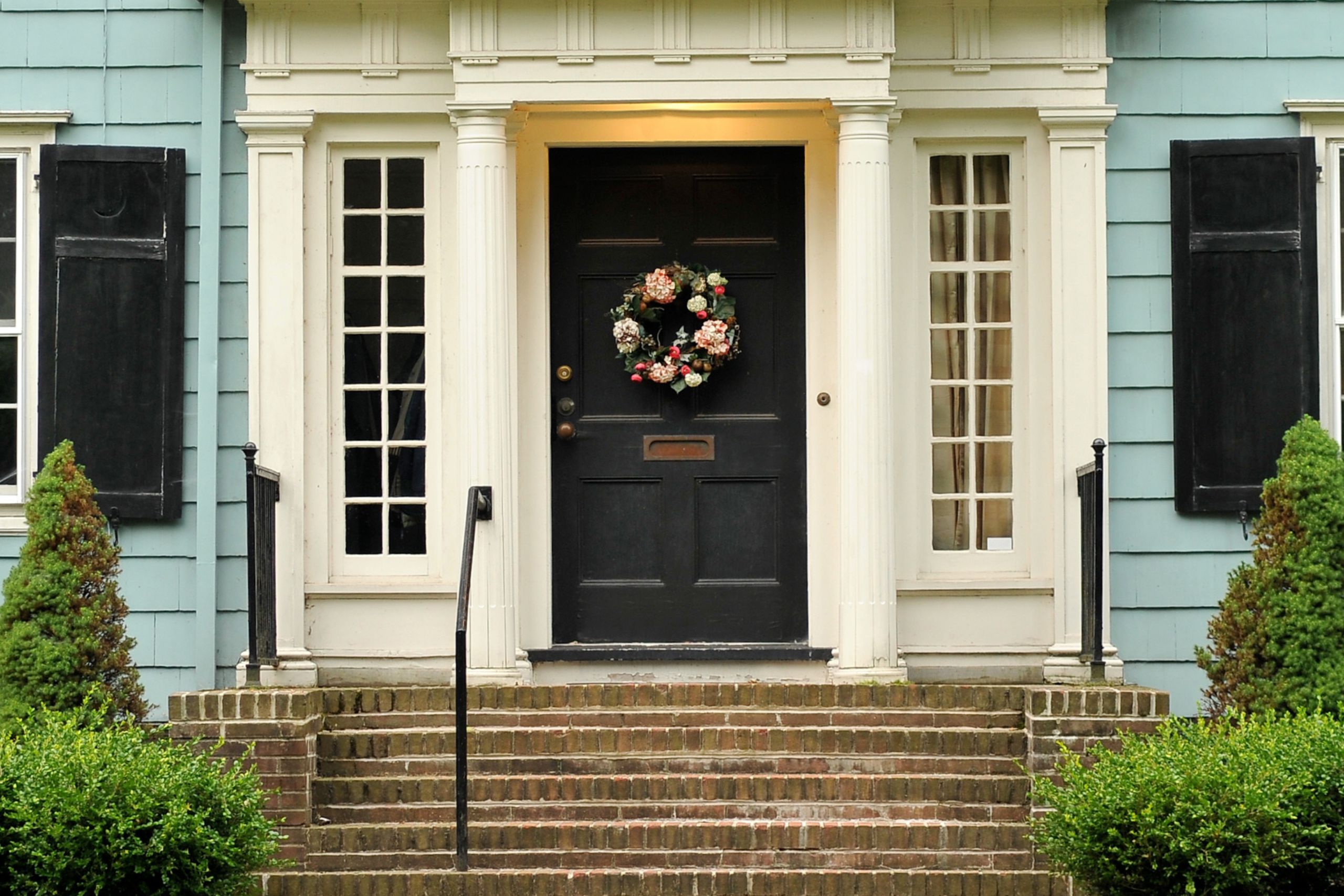 front door with wreath